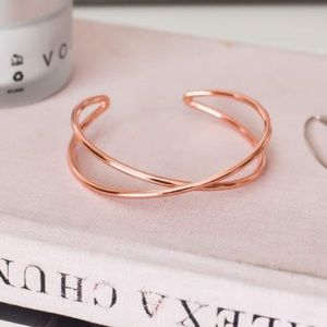 Rose Gold Cross cross cuff by tribe alive